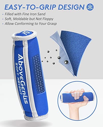 Blue AboveGenius soft weight with grip design and iron sand filling.